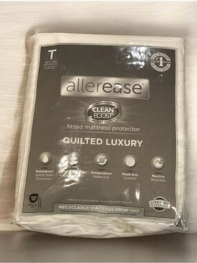 AllerEase Quilted Luxury Fitted Mattress Protector - White